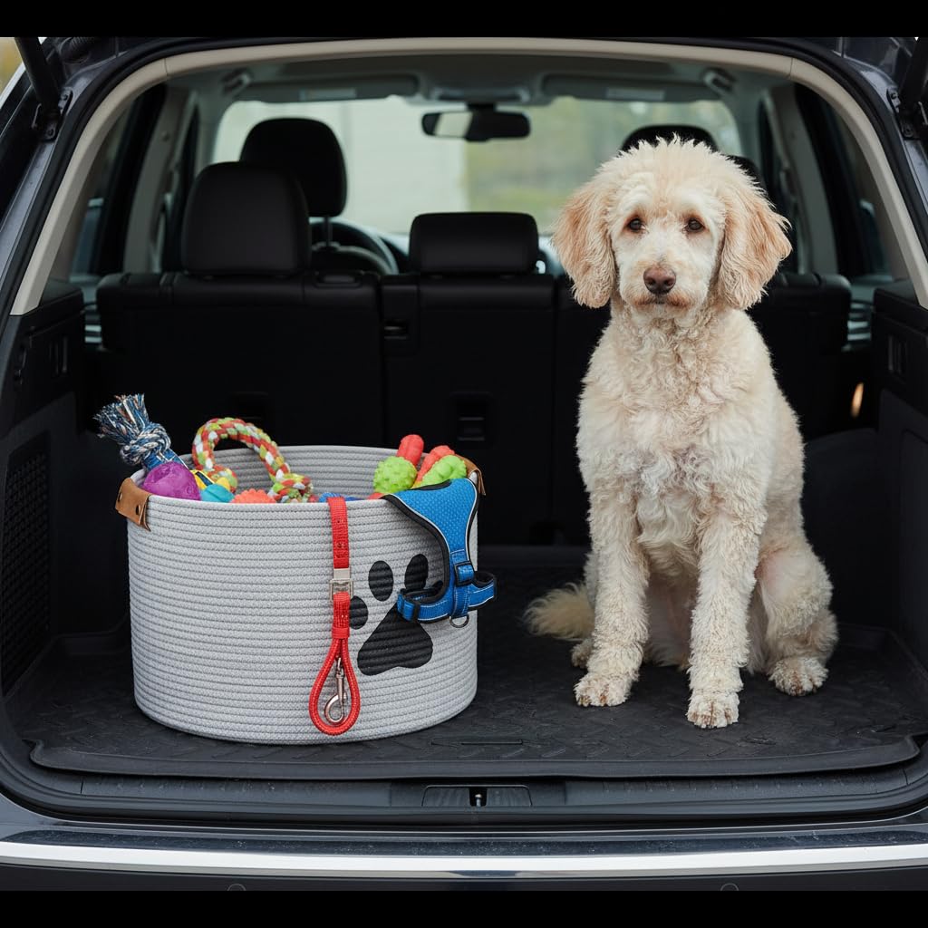 Cesta de almacenamiento de juguetes para mascotas MOREZI, adecuada para guardar juguetes para perros, ropa para perros y accesorios para mascotas-Gris