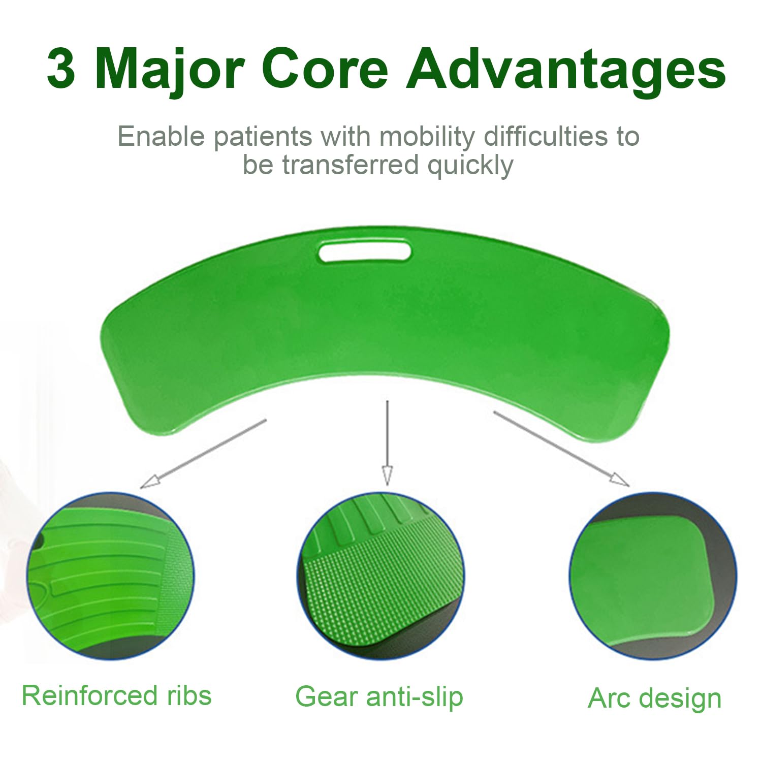 Tabla De Transferencia Deslizante Para Silla De Ruedas,Grúas Para Pacientes,Tablas De Transferencia,Para Personas Con Movilidad Reducida,Tabla Transferencia De Silla De Ruedas a Cama(Verde)