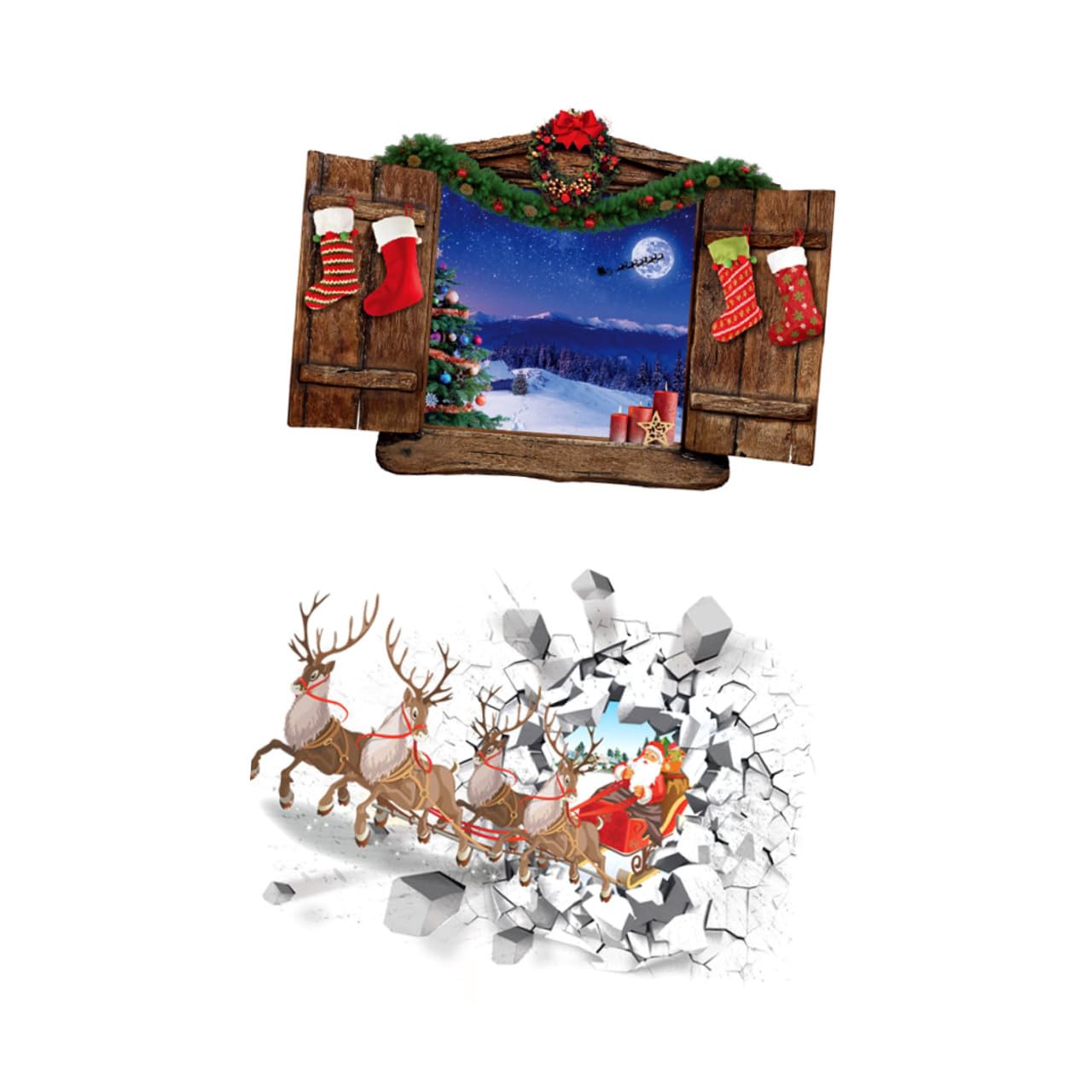 HOMSFOU 6 Pz Decalcomania Della Parete Di Natale 3d Adesivi Per Finestre Natalizie Arredamento Della Camera Dei Bambini Adesivo Per Finestra Con Scene Di Natale Adesivi Natalizi Decorare