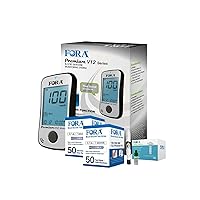 Vista 1 de FORA Kit de prueba de glucosa en sangre V12 de alta calidad con 100 tiras de prueba, 100 lancetas, 1 monitor de azúcar en sangre, 1 dispositivo