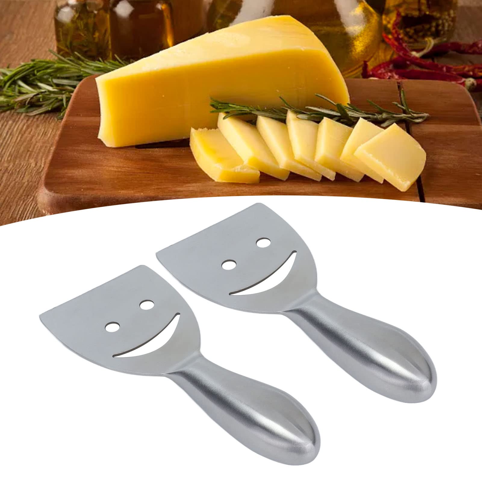 aqxreight Stainless Steel Cheese Plane, Smile Cheese for Kitchen Baking, Easy to Use, Tool, Impress Your Guests, Quality Feel, Soft and Hard Cheeses, with Ergonomic Handle, for Wine