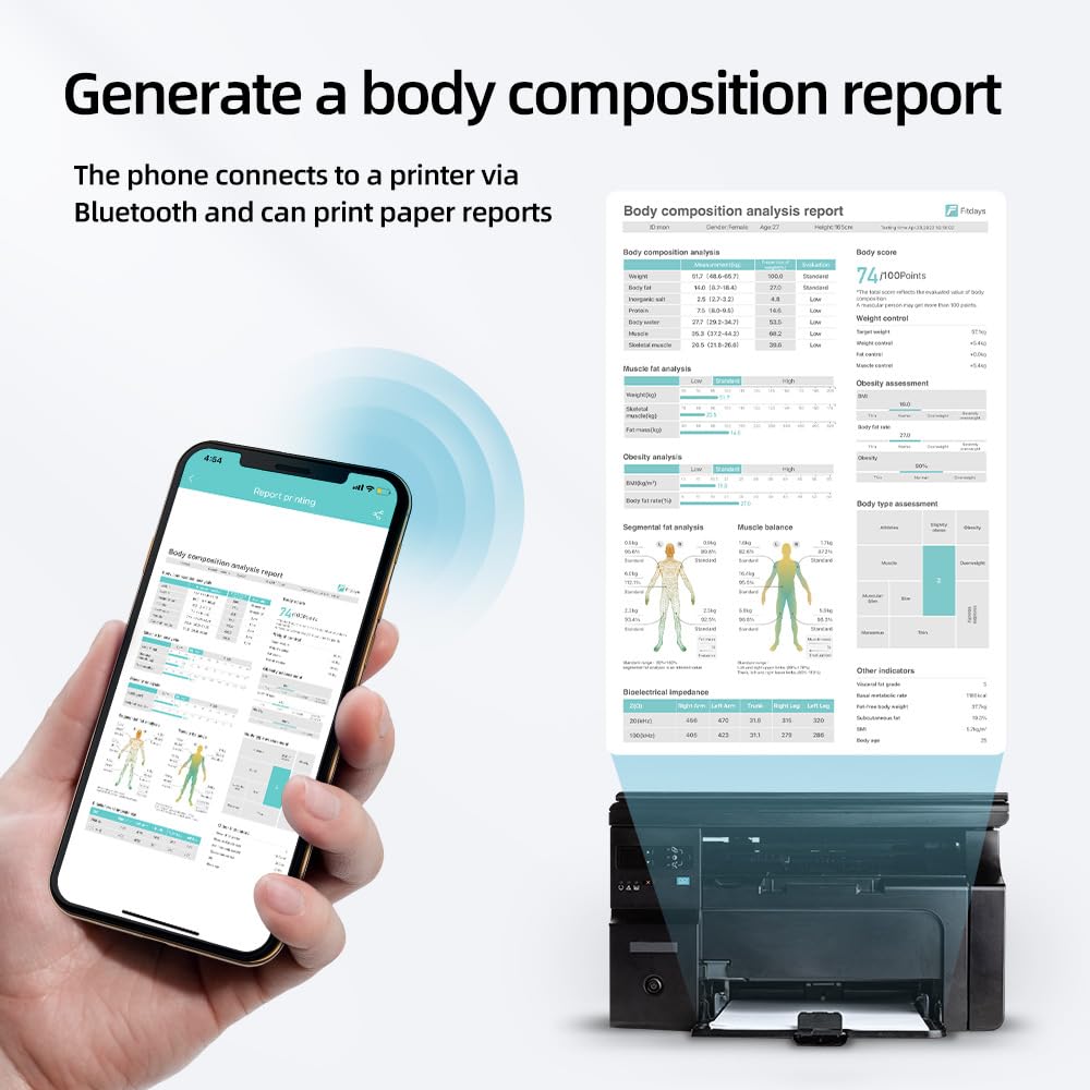 Báscula Persona Balance Conectada Impedancia Con 8 Electrodos Alta Precisión, 29 Datos Corporal Medición BIA de Doble Frecuencia Con APP para Andriod e iOS, Max. 180 kg/400 lb/28