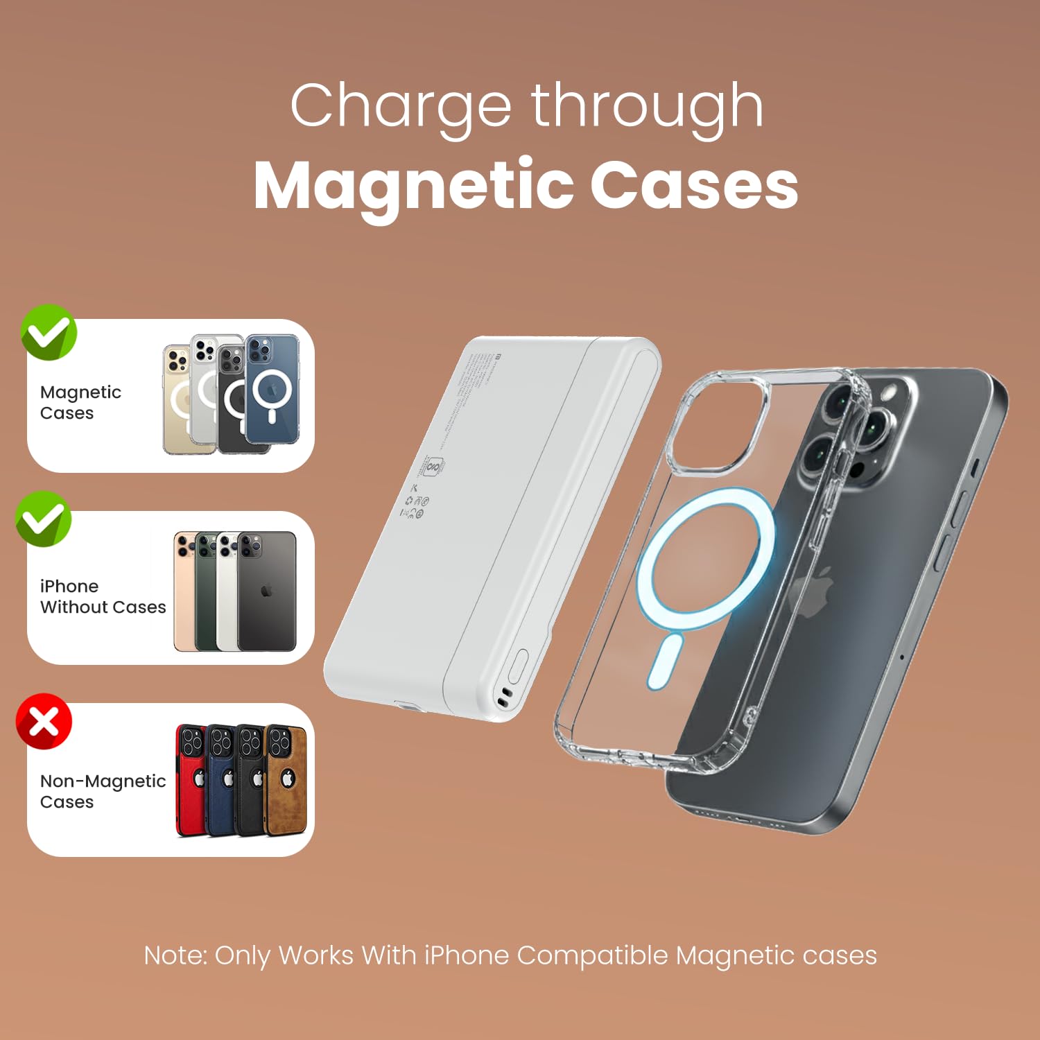 Portronics PowerShutter Air 10K 10000mAh 15W Wireless Magnetic Fast Charging Powerbank, In Built Type Cable,22.5W Type C PD Output,Light Weight,Compatible with iPhone 12 Above,Other Qi Enabled Devices — Amazon image 4