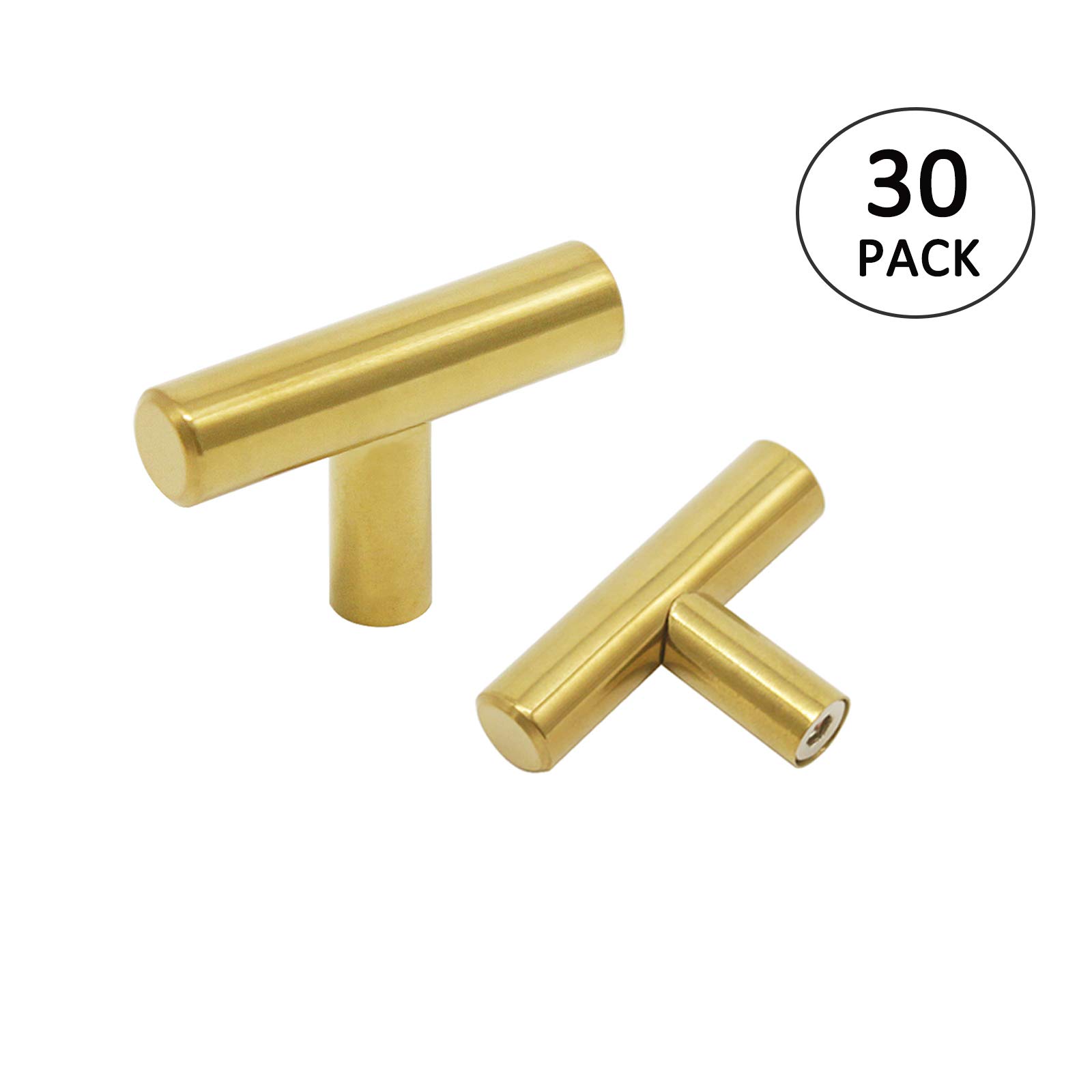 Buy 30Pack Gold Handles Single Hole T Bar Euro Style Kitchen Drawer Knobs Pulls 50mm