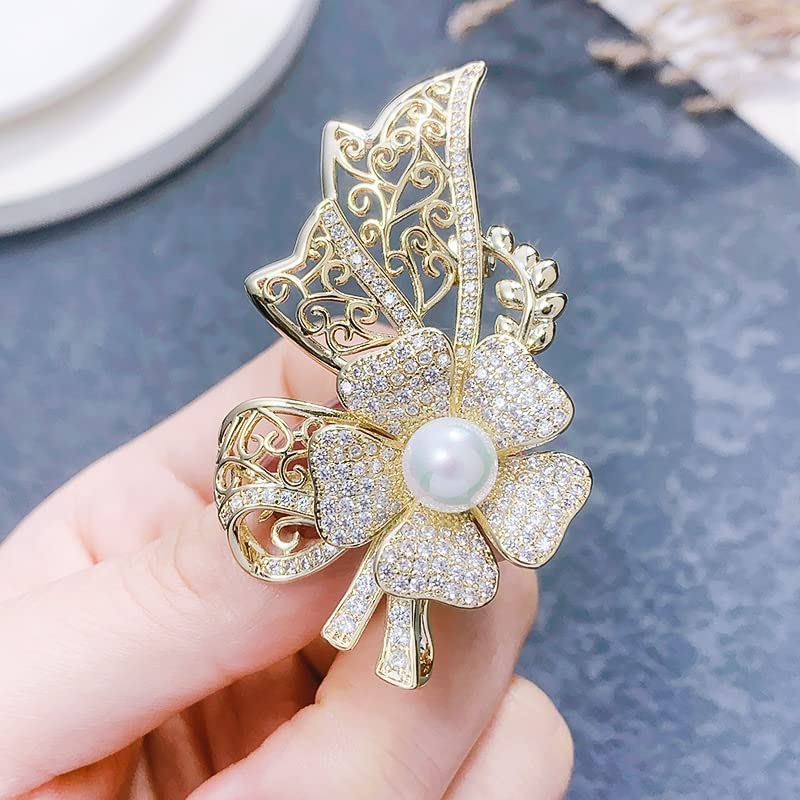 Broche fleur de perle pour veste et pull avec épingle décorative élégante - 3