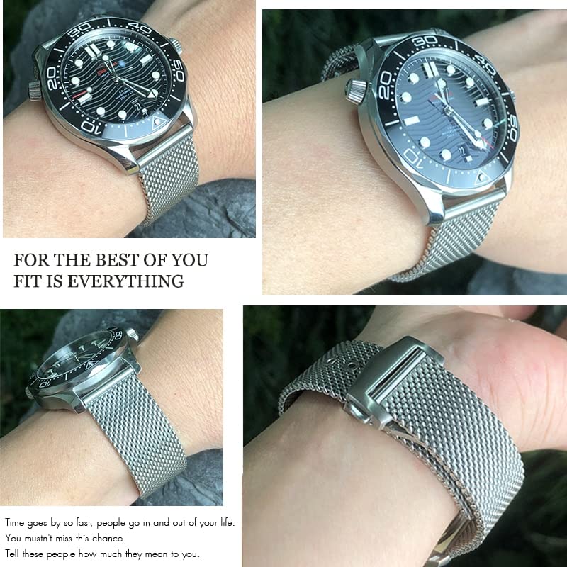 Amazon.co.jp: ステンレススチール織り腕時計バンド 20mm オメガ 007 
