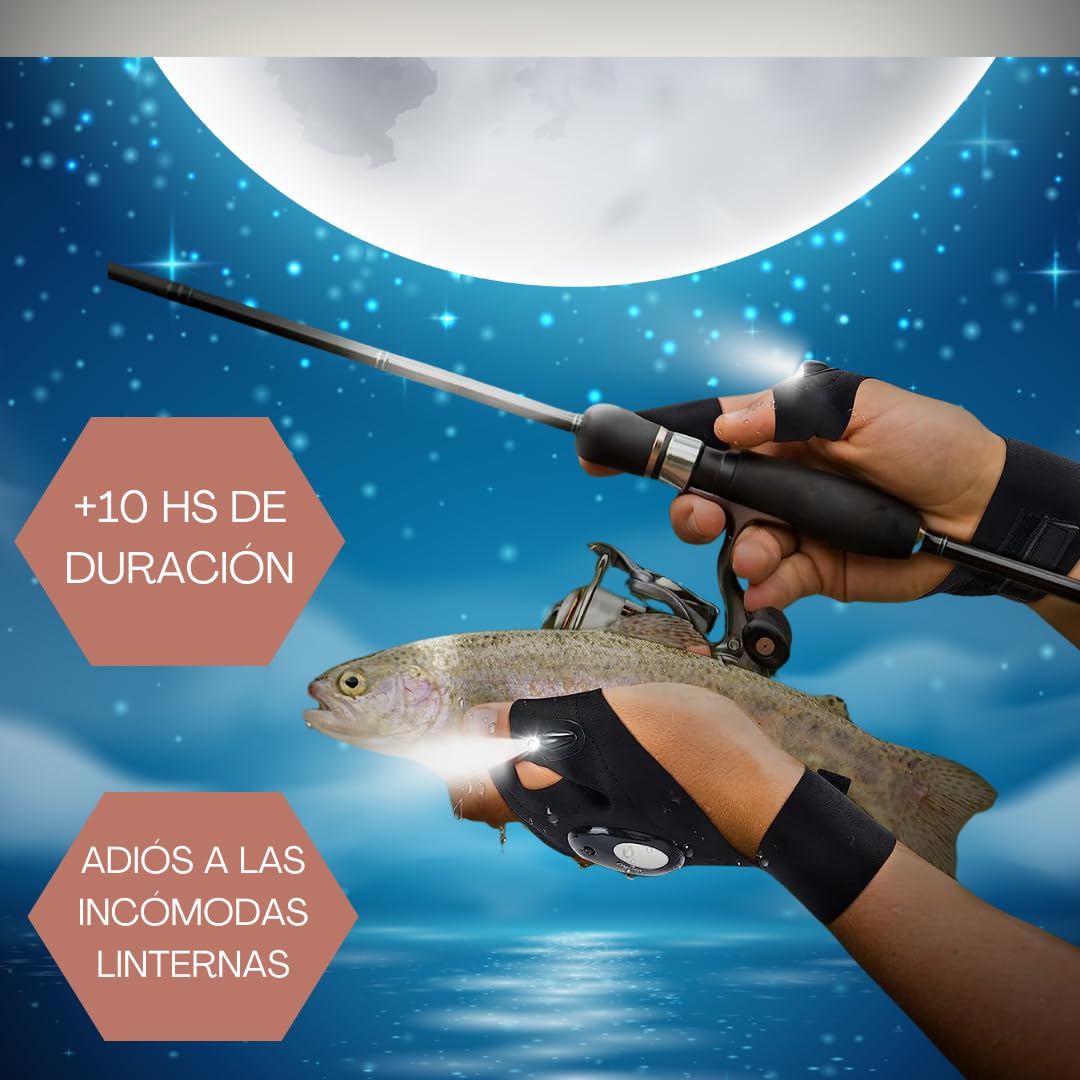 2 Pares de Guantes con Luz LED – Pesca, Camping, Reparaciones – Regalo Original para Hombres – Manos Libres con Linterna – Baterías Incluidas