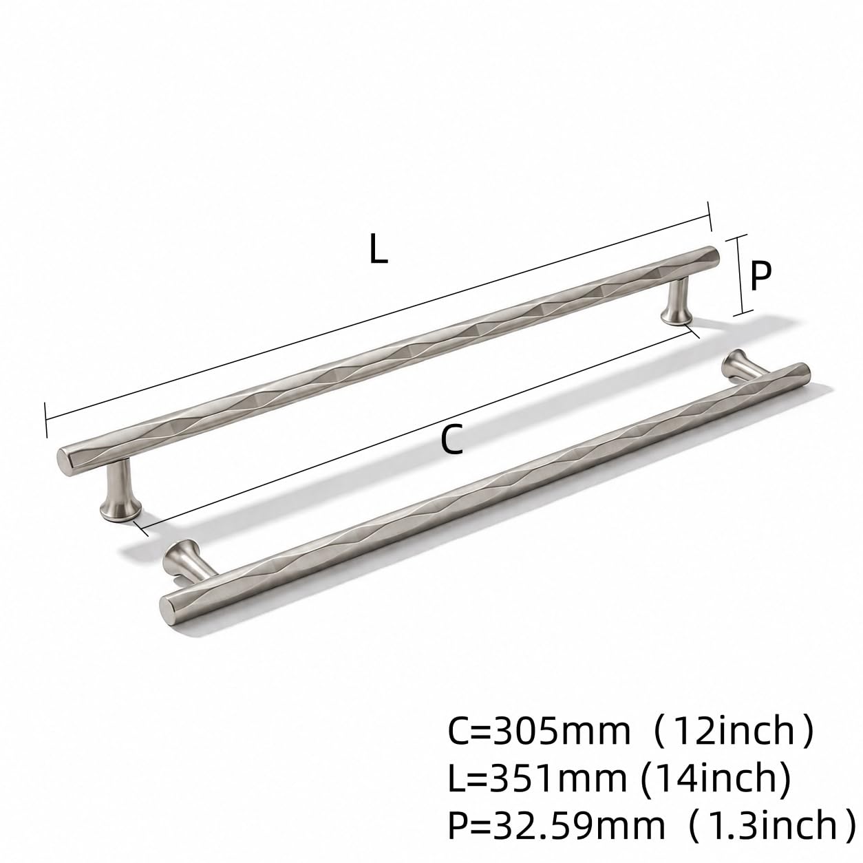 khtumeware Schrankgriffe aus gebürstetem Nickel, robust, solide Griffe ohne Lösen für Küchenschränke, Schränke, Schubladen und Badezimmer, 305 mm, 5 Stück