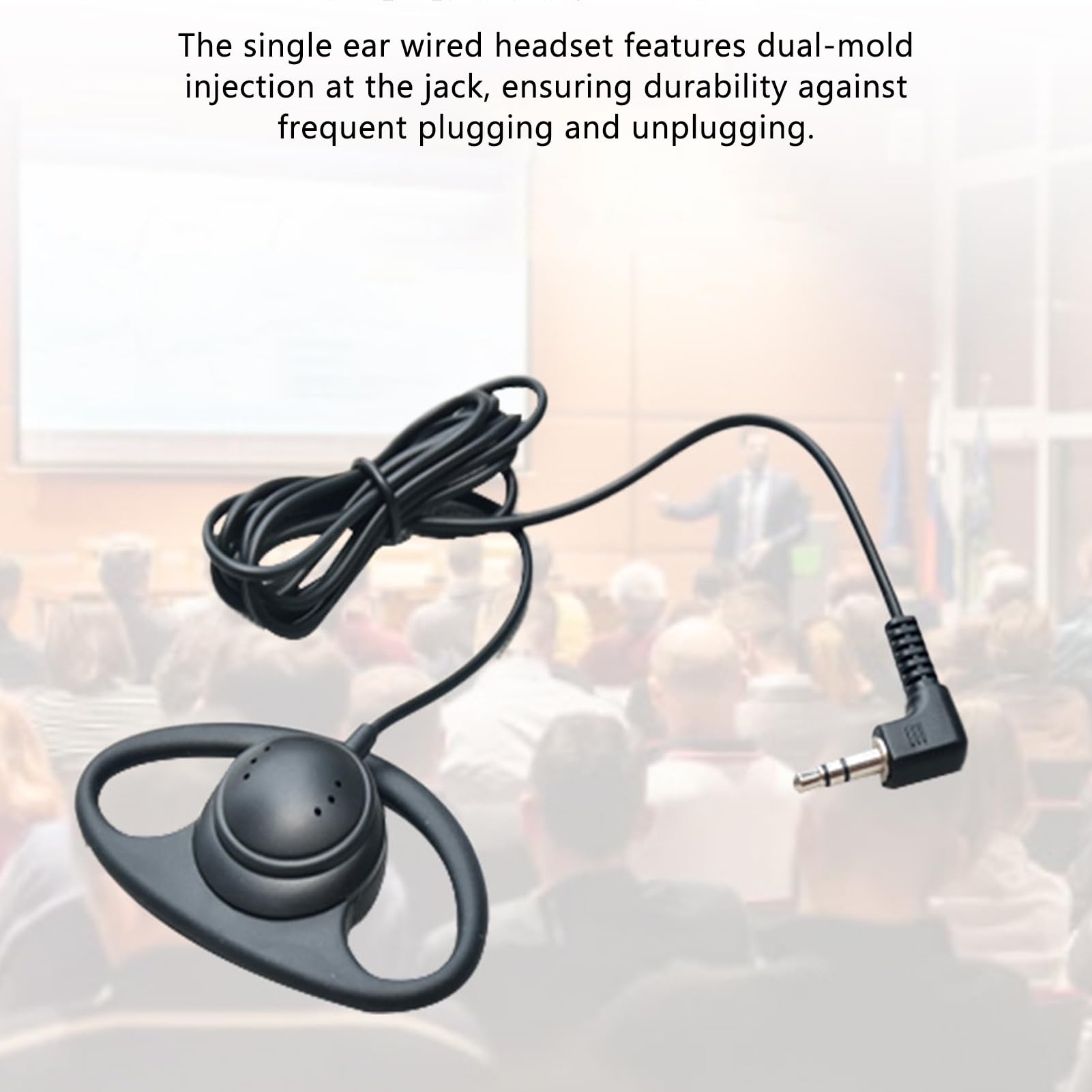 Fockety Cuffia Auricolare a Forma di D, Auricolare Singolo con Jack da 3,5 Mm con Cavo da 41,3 Pollici per Ricevitore del sistemas di Guida Turistica, Tablet, Telefoni (10PCS)
