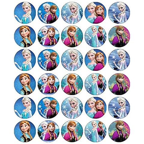 30 Frozen Anna and Elsa Cupcake Toppers Edible Wafer Paper Fairy Cake Toppers Birthday Cakes Cover