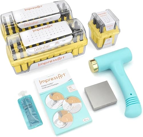 Miniatura 10 de ImpressArt - Paquete de estampado de metal con letras de enebro números y herramientas con martillo de estampado Ergo-Angular guías de sellos de