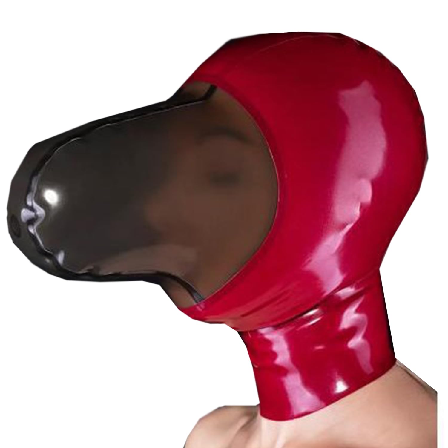 WXLPCGO Latex Head Cover Latex Hood All Inclusive Handmade BDSM Fetish with Back Zipper for Novelty Latex Clubwear(Size:M-65CM)