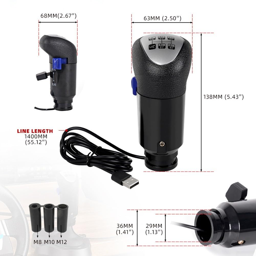 Pomo USB para palanca de cambios de carreras, palanca de mando de simulador para Logitech G29 G27 G25 Shifter Mod Racing Lever convertidor adaptador de actualización