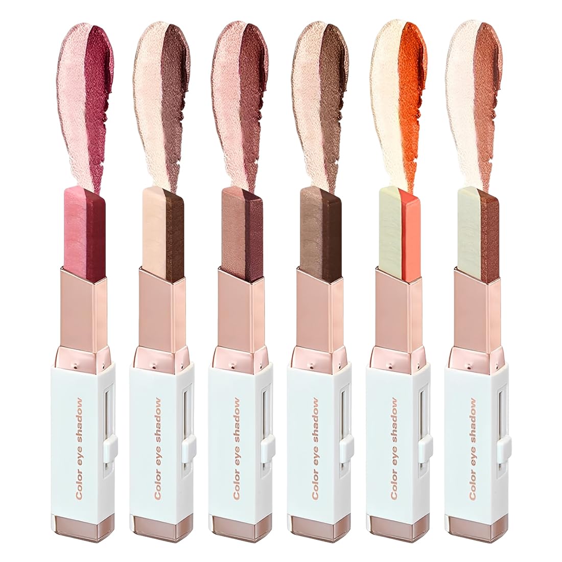 6 Pezzi Ombretto in stick (6 colori), Adatto ai principianti | Matitas ombretto cremosa a lunga tenuta e waterproof | Finiture opache e brillanti per il trucco da giorno e da sera