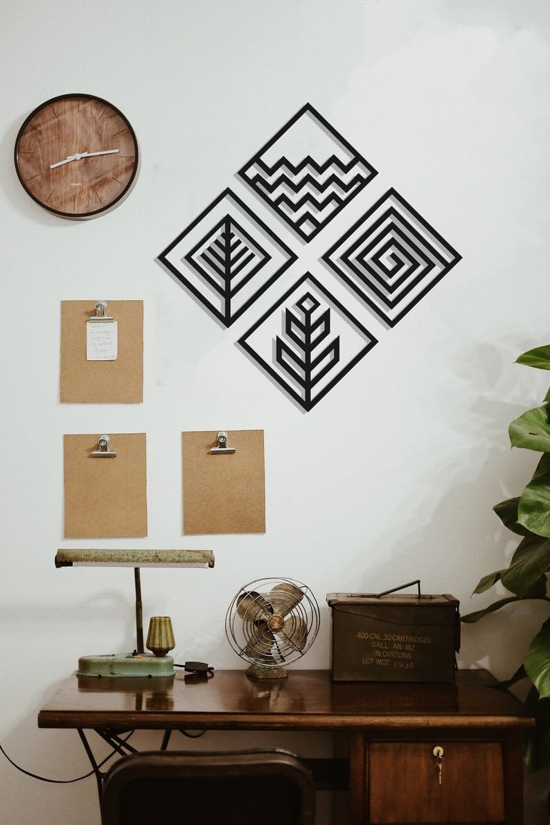 Lippan � Home Decor Fractal Four Elements Wood Wall Art Set