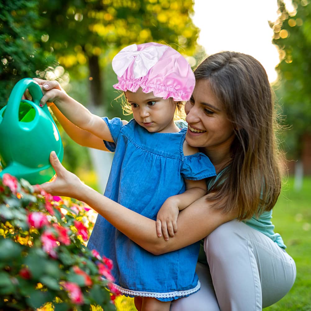 Katutude Kids Satin Bonnets Adjustable Sleeping Cap, 2 Pcs Baby Satin Bonnets Double Layer Wide Elastic Band Silk Bonnet Soft Colorful Satin Night Cap for Kids Toddlers Newborn
