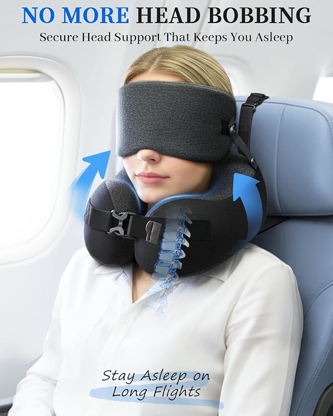 Almohada de Viaje Memory Foam con Funda y Mascarilla miniatura 2