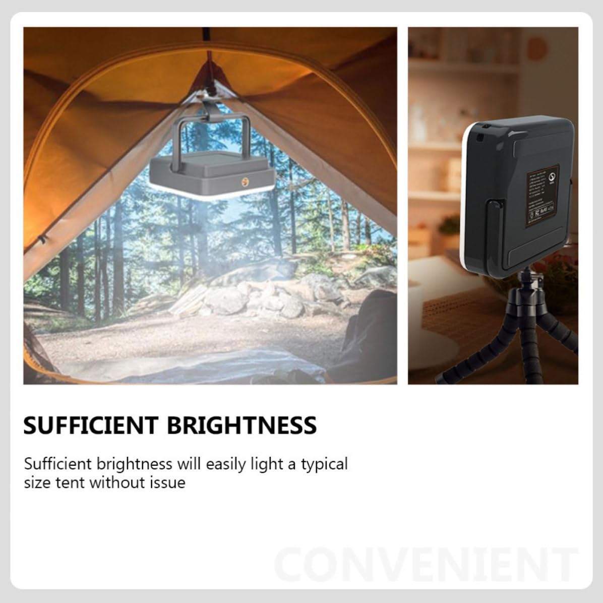 Lámpara de Camping Portátil 1 Juego 13500mah Abs Negro | Carga Solar, Ipx5, 1000lm, para Salidas al Aire Libre y Tiendas de Campaña