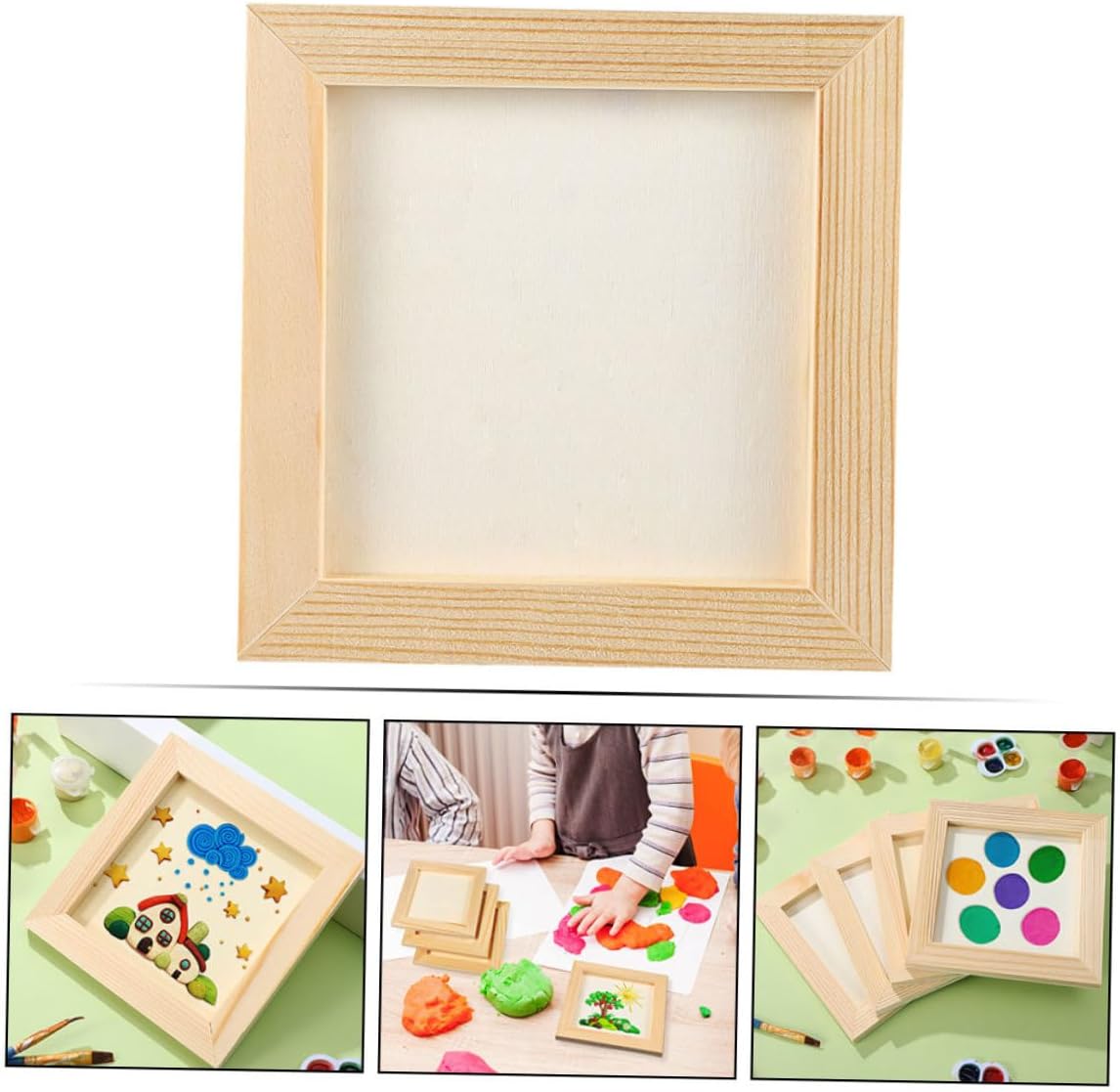 5 Pack Blank Wood Picture Frames for Boy Girl DIY Clay Paintings
