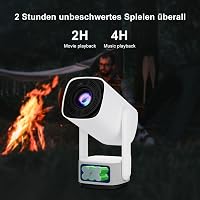 Eroshoo R1 Hordozható Mini Projektor - 10000 Lumen, 1080P, 4K Támogatás, Android TV 11.0, WiFi 6, Bluetooth 5.2, Beépített Akkumulátor, 270° 2