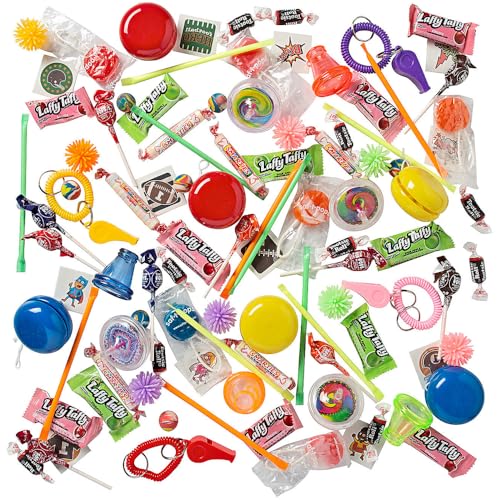 Assorted Pinata Filler Fiesta Toys & Candies (Pack of 100) – Ideal for Birthday Parties, Carnivals, Halloween & Classroom Prizes