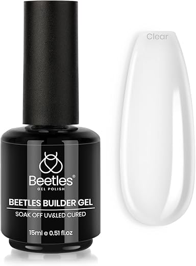 Beetles Builder Gel for Nails 0.51 OZ 8 in 1 Clear Nail Builder Strengthener Gel Enhancement Nail Gel Building Nail Apex for Beginners & DIY Salon Manicure