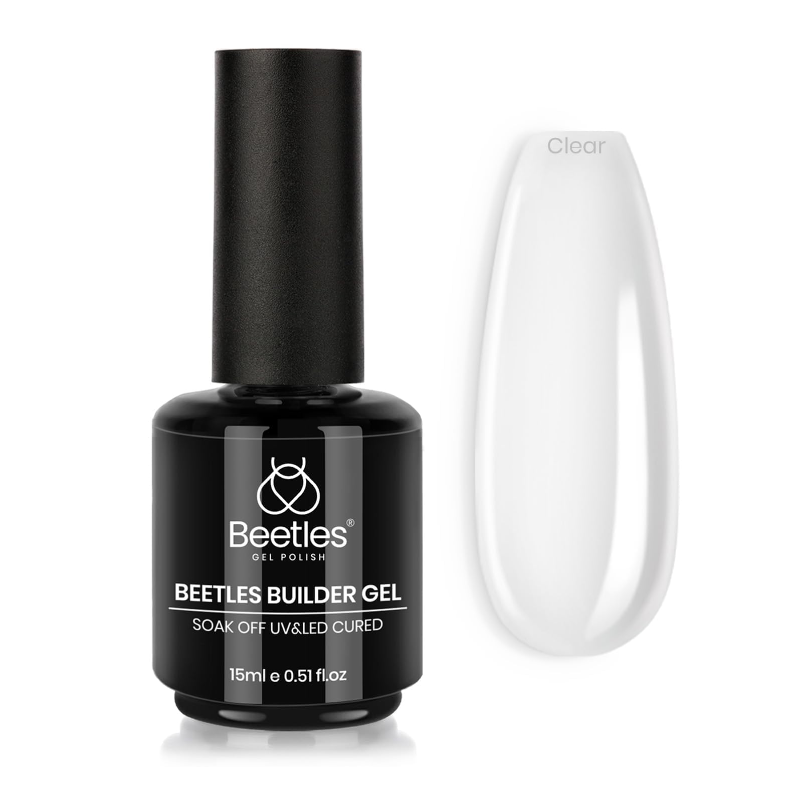 Beetles Builder Gel for Nails,0.51 oz 8 in 1 Clear Builder Strengthener Gel Enhancement Nail Building Nail Apex for Beginners & DIY Fall Halloween Nails Salon Manicure,LED & UV Lamp Needed