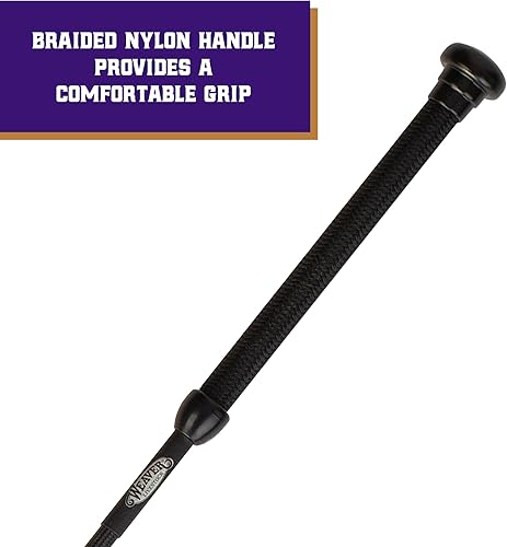 Miniatura 2 de Weaver Livestock Látigo básico de cerdo, látigo de ganado de cerdo con mango de nailon trenzado, popper de cuero, eje trenzado ligero