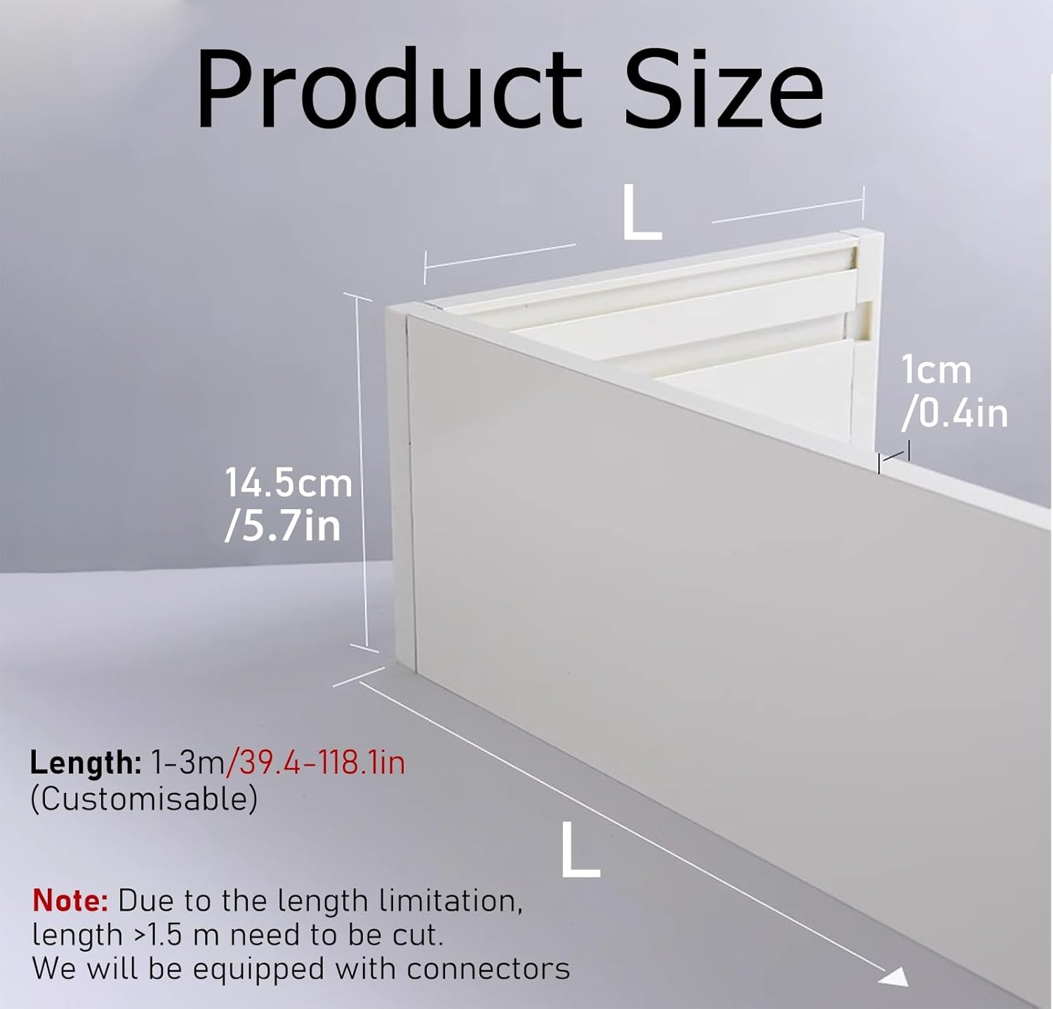 Aluminum Window Cornice Box for Curtains, Wall Mount Heavy Duty Panel,Wall Installation-3m/9.8ft