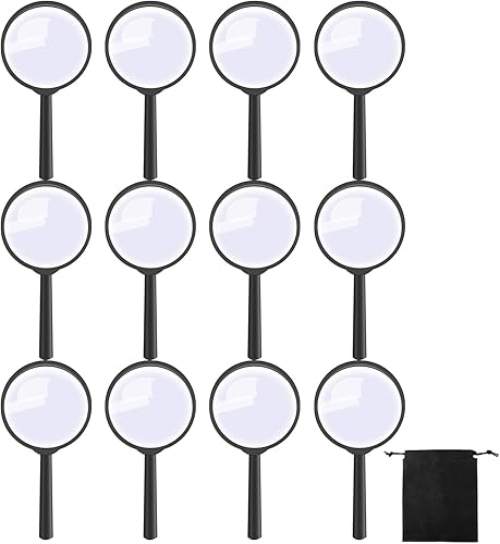 Elcoho Lupa de mano de plástico para leer accesorios de escritorio de oficina en casa con bolsa de almacenamiento