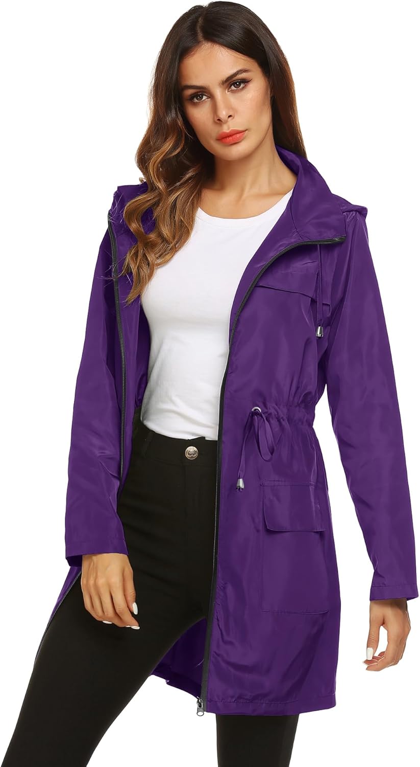 Lomon Women Waterproof Lightweight Rain Jacket Active Outdoor Hooded Raincoat