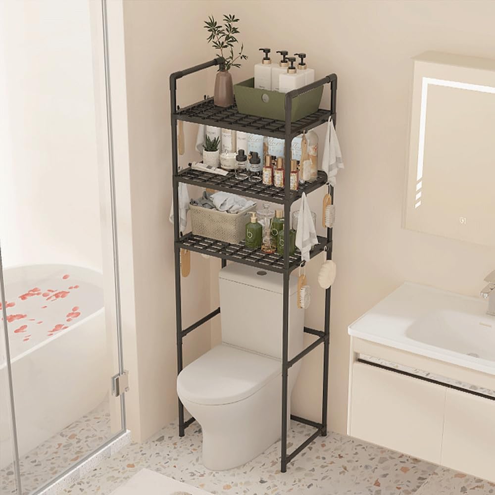 Over The Toilet Storage Shelf, 3 Tier Bathroom Over The Toilet Organizer, Multifunctional Toilet Racks That Go Over The Toilet, Bathroom Organizer Freestanding Toilet Shelf Space Saver