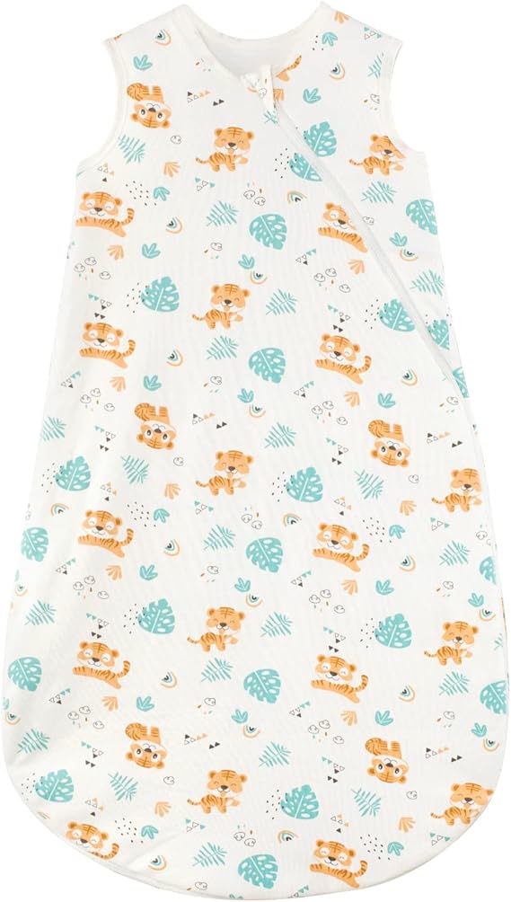 beeweed HOME & GARDEN beeweed Baby Sleeping Bag 1.5 Tog, 100% Cotton Soft Wearable Blanket, Unisex Sleeveless Baby Swaddle Sack for Toddlers, 2 Way Double Zip, All Seasons Baby Sleep Bag for 0 - 6 Months