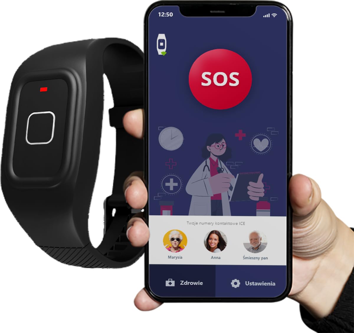 Maxcom FW735 - Notrufarmband für ältere Menschen, Erwachsene, mit SOS-Notruftaste, mit Ortung und Telefonfunktion, mit kostenloser App für Smartphone, GPS,