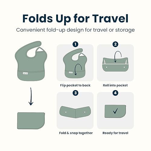 Miniatura 12 de Tiny Twinkle Baberos a prueba de desorden para comer | Baberos impermeables y lavables con bolsillo para atrapar todo | Baberos de alimentación para