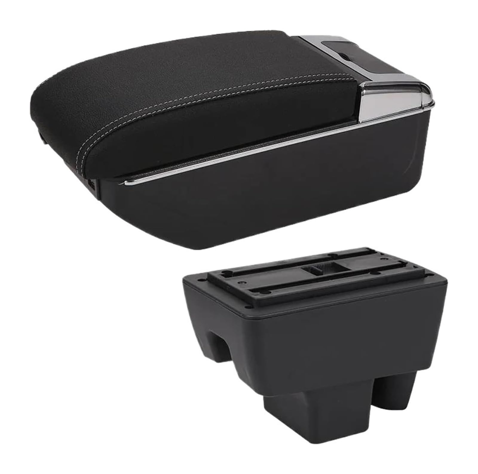 Hckclmbmzw B3 Black White 3Usb For Vw For Polo 2020 2021 Armrest Car Box Retrofit Accessories Interior Details Storage Car Armrest Center Console(B3 Black White 3Usb)