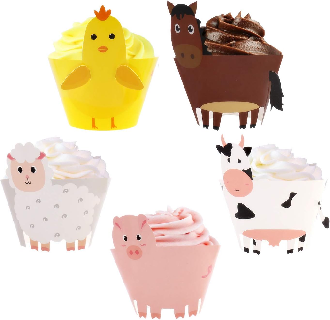 Farm Animal Cupcake Wrappers Toppers