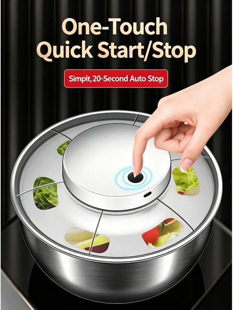 Produce washing bowl with electric drying action for daily cooking