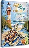 Zhefoart Sea Turtle Wall Decor Artwork Find Joy In The Journey Wall Art Quotes Poster Framed Seaside Lighthouse Picture Decorations 08x12 inches