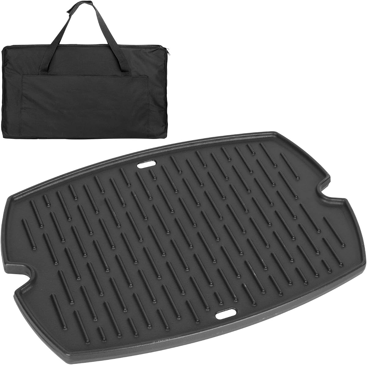 7582 Cast Iron Griddle Insert for Weber Q Series Grills Q1200 Q1000 Q1400 Q100 Q120 Q140, Cooking Griddle Replacement Part w/Carry Bag for Baby Q 50060001 50060301 386001 386002 65810 7644 65465
