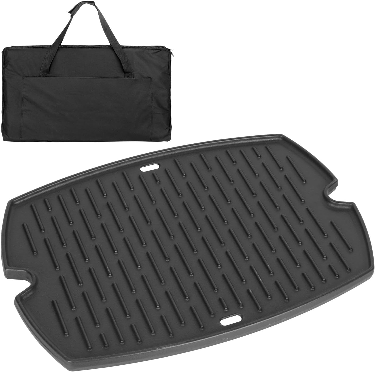 BBQ-PLUS 7582 Cast Iron Cooking Griddle for Weber Baby Q Series Parts Weber Q1000 Grill Accessories Q100 Q120 Q1200 Sreies,Grill Griddle Replacement for Weber 386001 386002,16.7"x12.4" with Carry Bag