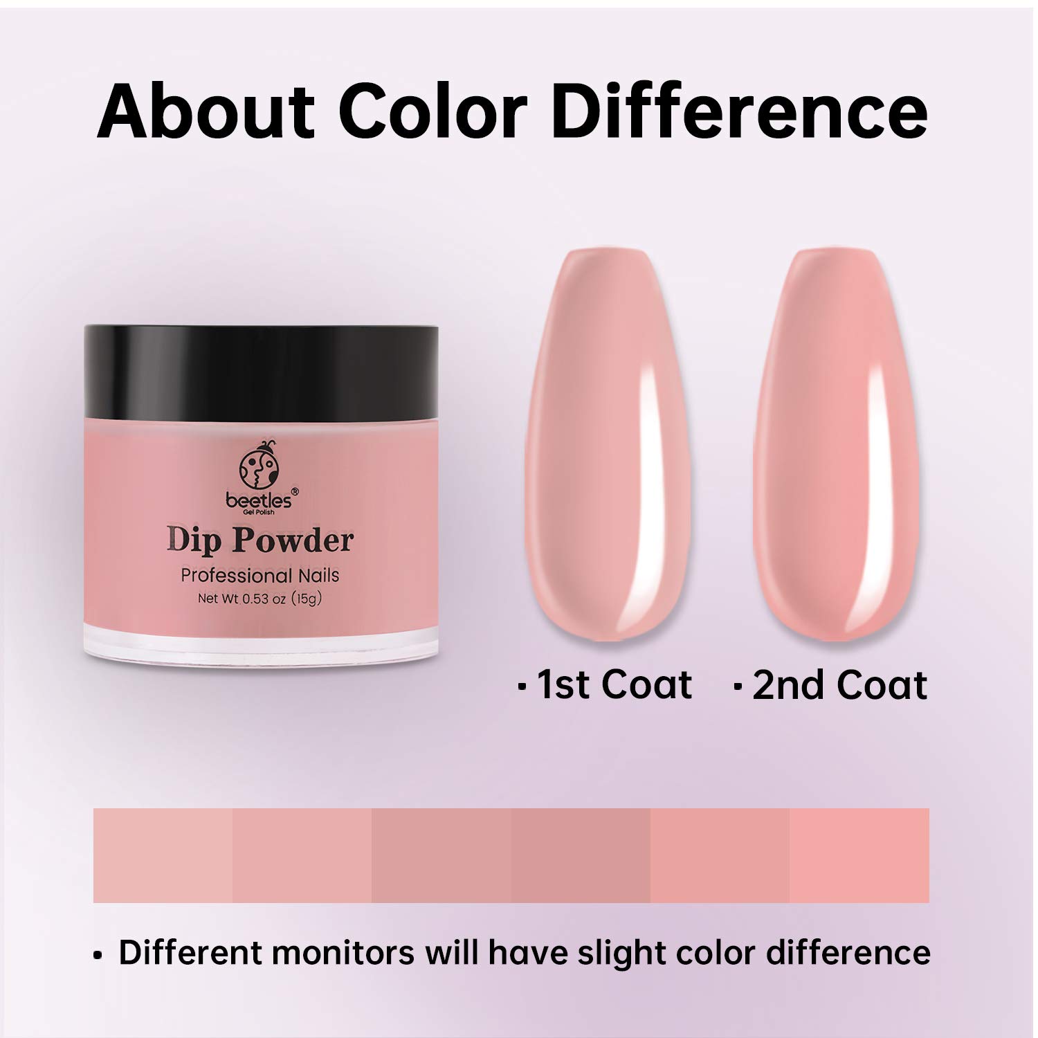 Beetles Nail Dip Powder kit with Activator Base Top Coat Gel 4 Colors Clear White Pink Nude French Tip Nails 0.6 oz/bot. Dip Powder Nail kit Starter for Home Salon French Manicure kit