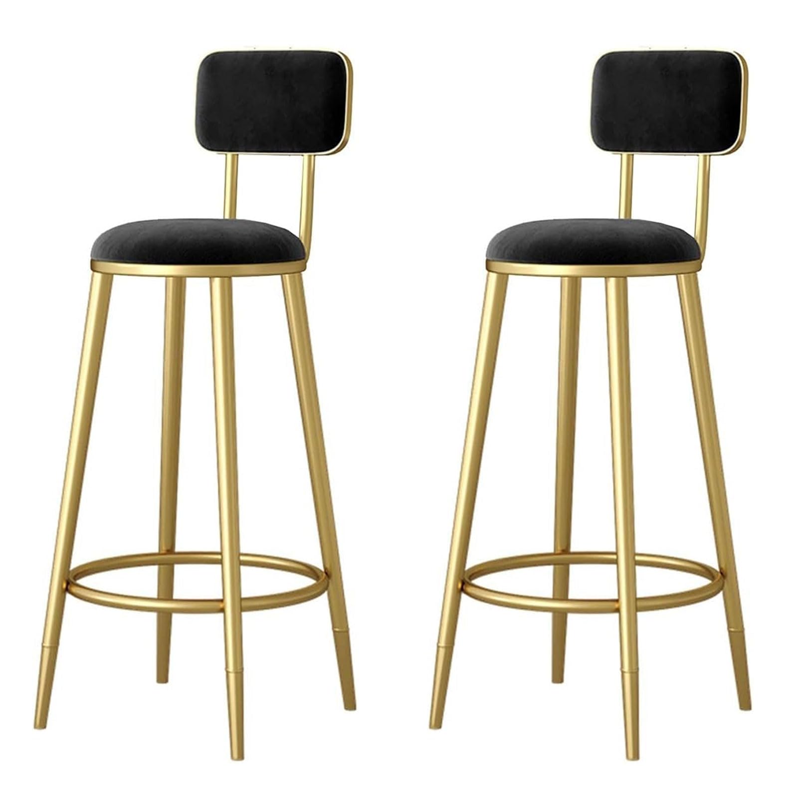Tabourets de bar ronds velours hauteur 65 cm pieds métal doré lot