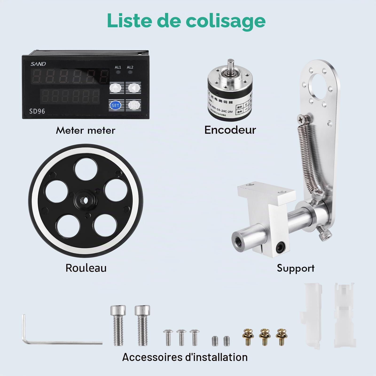 YJINGRUI Compteur de longueur numérique de compteur de roue de mesure unique avec fonction de contrôle 0-999999
