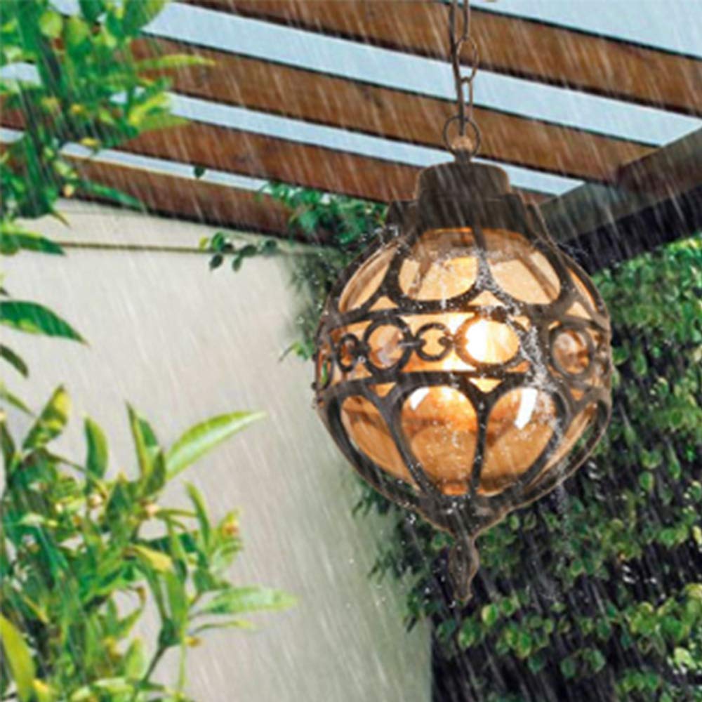 Mengjay Rétro Plafonnier d'extérieur industriel verre,Extérieur Plafond Étanche Lumières,Luminaires extérieur E27 Suspension Extérieure pour Jardin Patio Pavillon(noir)