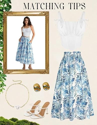 Maxi Skirts for Women Summer Boho Floral Skirt Victorian Flowy Long Skirt Boho XXL — view 4