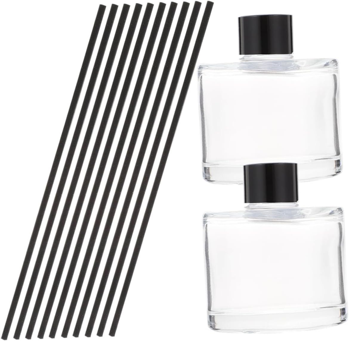 Clear Glass Aromatherapy Diffuser Bottle with Black Reed Sticks Sturdy Transparent Perfume Container for Home Decor and DIY Fragrance Craft