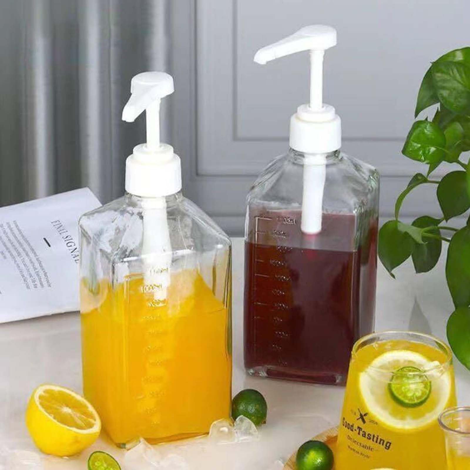 6 Pezzi Dispenser a Pompa per Sciroppo, Dispenser Di Sciroppo Per Drink Succhi, Dispenser per Sciroppi, per Bottiglie da 500 ml a 1000 ml, Viene Fornito con Tubi Lunghi (Bianco)