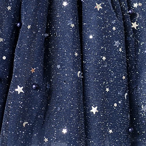 Sunny Fashion Lh15 Girls Skirt Navy Blue Pearl Stars Sparkling Tutu Dancing Size 11-12 #TOP3