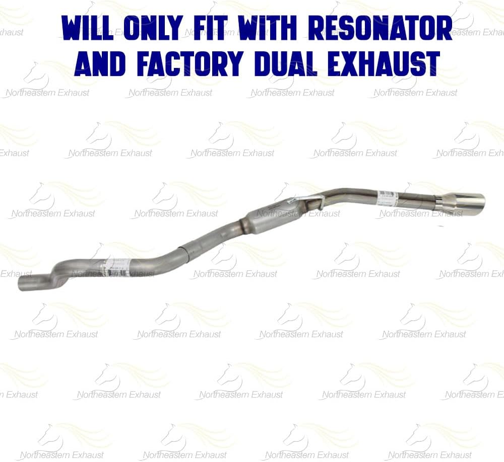 Exhaust Passenger Side Tail Pipe with Tips Compatible for 2011-2018 RAM 1500 5.7L | Stainless Steel | Northeastern Exhaust | Free Clamps Included | Direct-Fitment